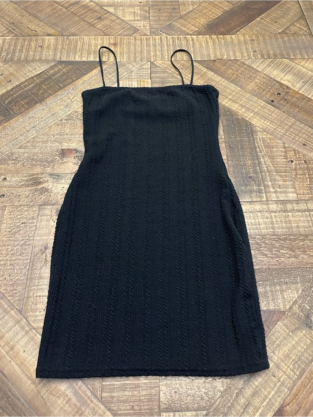 PrettyLittleThing Black Cable Knit Strappy Bodycon Mini Dress Size US 4